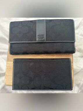 Coach Black Signature Y2K Wallet Set with Leather Trim